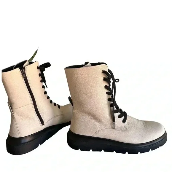 ECCO WOMEN'S NOUVELLE LACE BOOT LimeStone Side Zip Leather EU 41 US 10/10.5 - Picture 8 of 16